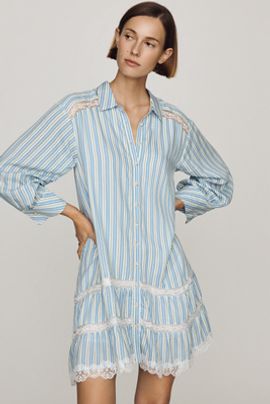 Maeve Cotton Lace-Trim Shirt Dress