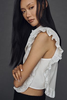 Maeve Cotton Ruffle Lace Top