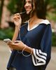 Maeve Cotton Short-Sleeve Varsity Sweater - 1