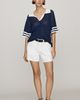 Maeve Cotton Short-Sleeve Varsity Sweater - 2