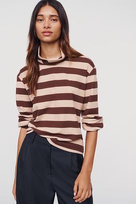 Maeve Cotton Stretch Mock Neck Top