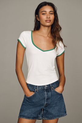 Maeve Cotton V-Neck Tee