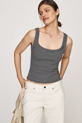 Maeve Cotton Wide Scoop-Neck Tank Top