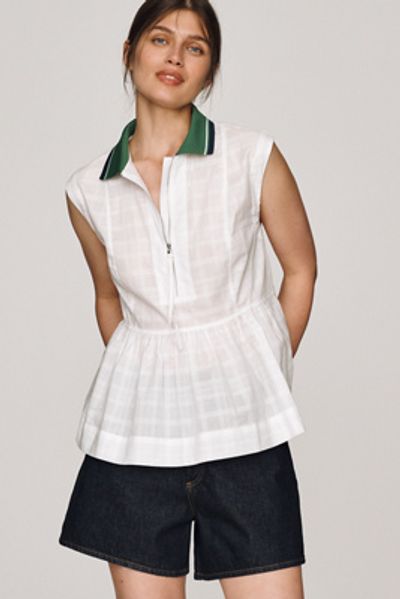 Maeve Cotton Zip-Front Top