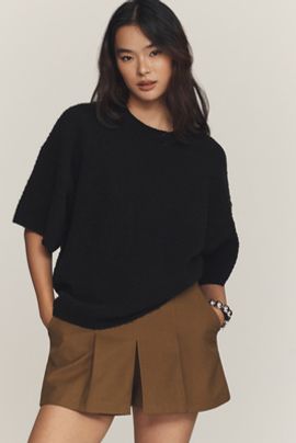 Maeve Crew-Neck Boucle Tee Sweater