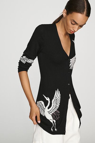 Maeve Deep-V Fitted Cardigan
