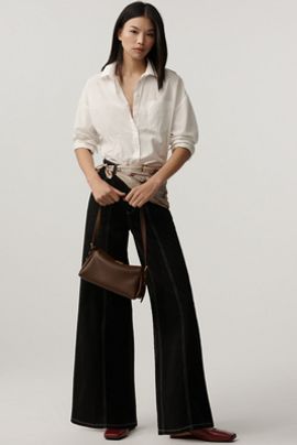 Maeve Delaney Clean-Seamed High-Rise Wide-Leg Jeans by Maeve