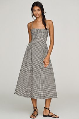Maeve Drop-Waist Shirred Midi Dress