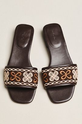 Maeve Embroidered Logo Slide Sandals