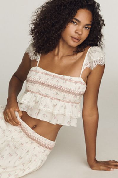 Maeve Embroidered Smocked Top