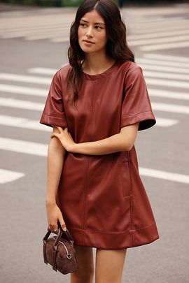 Maeve Emmy Faux-Leather Mini Dress