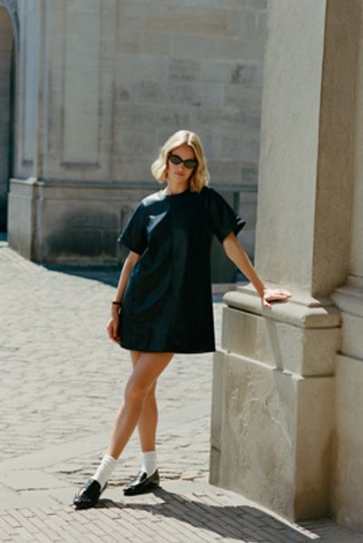 Maeve Emmy Faux Leather Short-Sleeve Mini Dress by Maeve