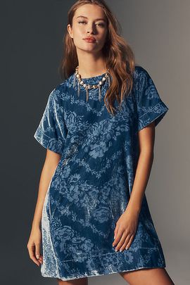 Maeve Emmy Short-Sleeve Swing Mini Dress by Maeve: Velvet Edition