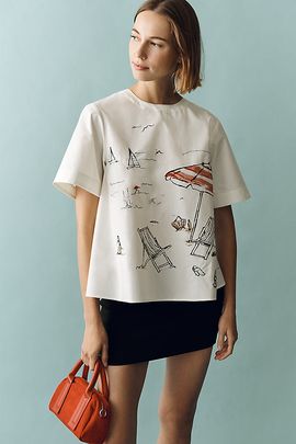 Maeve Emmy Short Sleeve Swing Blouse