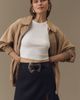 Maeve European Linen Stretch Side Slit Mini Skirt - 4