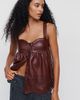 Maeve Faux-Leather Babydoll Tank Top - 3