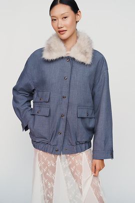 Maeve Faux Fur Collar Barn Jacket