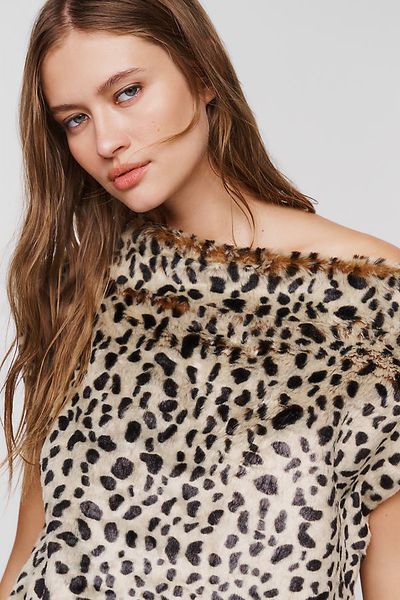 Maeve Faux Fur Sleeveless Top
