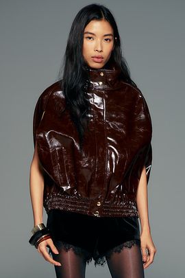 Maeve Faux Leather Capelet Jacket