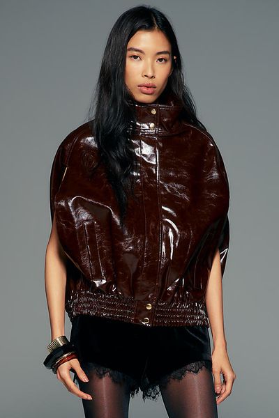 Maeve Faux Leather Capelet Jacket