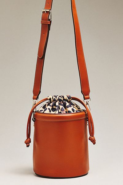 Maeve Faux Leather Cinched Bucket Bag