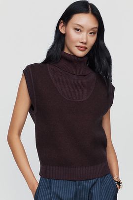 Maeve Funnel Neck Cap Sleeve Sweater