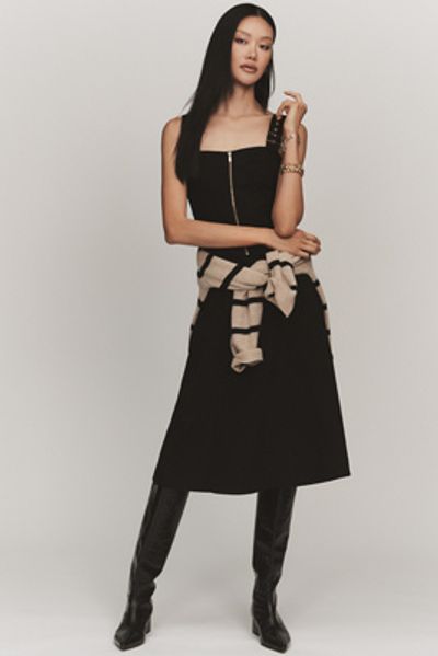 Maeve Hardware A-Line Zip-Front Midi Dress