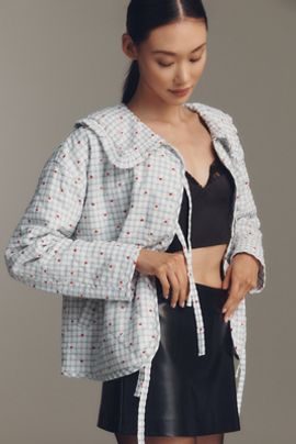 Maeve Hazel Heart Print Quilted Jacket by Maeve