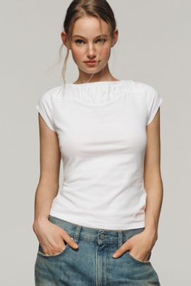 Maeve Iris Cap-Sleeve Tee
