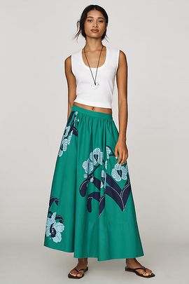 Maeve Jacie Poplin Printed Maxi Skirt