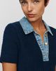 Maeve Knit Denim and Lace Mini Dress - 4