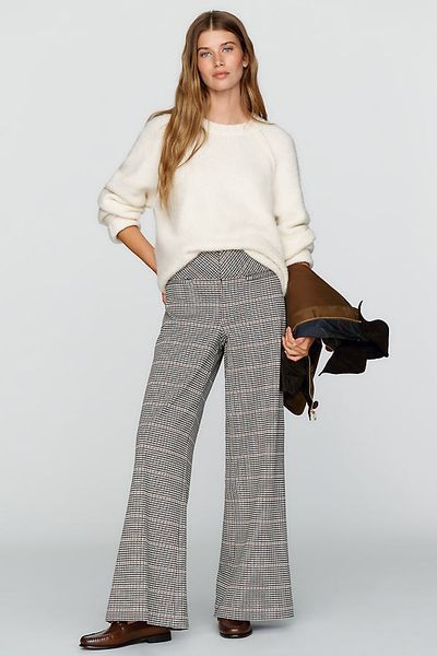 Maeve Knit Plaid Trousers Pants