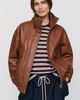 Maeve Leather Funnel Neck Jacket - 1