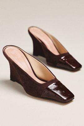 Maeve Leather Toe Cap Wedge Mules