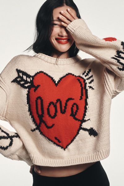 Maeve Lovestruck Long-Sleeve Crew-Neck Sweater