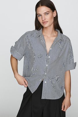 Maeve Mabel 100% Cotton Boxy Oxford Shirt Top