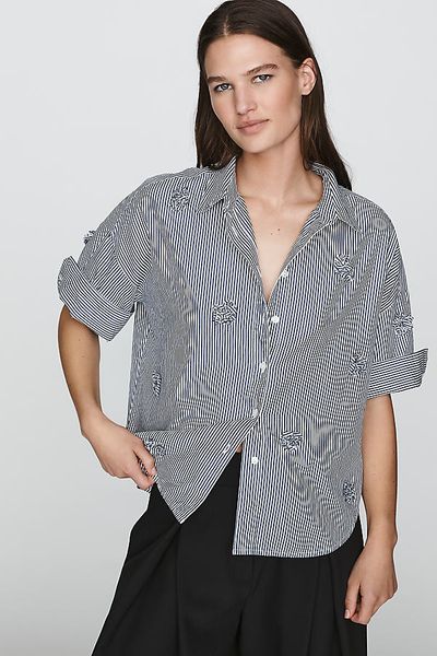 Maeve Mabel 100% Cotton Boxy Oxford Shirt Top