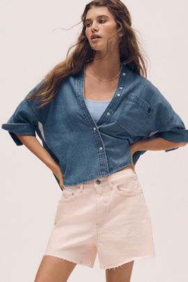 Maeve Mabel Boxy Denim Shirt Top