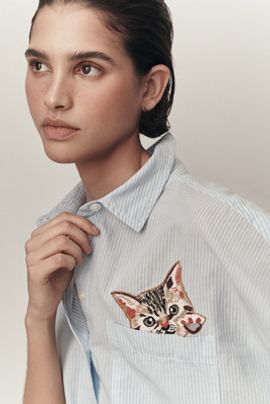 Maeve Mabel Boxy Oxford Embroidered Shirt by Maeve Top