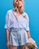 Maeve Mabel Boxy Oxford Embroidered Shirt Top - 5
