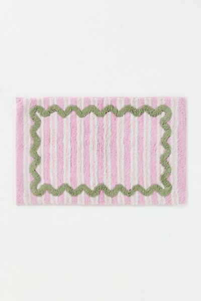 Maeve Madeline Cotton Tufted Stripe Scallop Bathmat