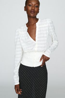 Maeve Market Day Shirred Long-Sleeve Top