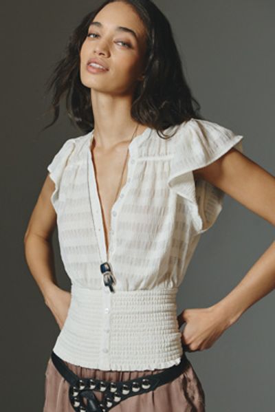 Maeve Market Day Waisted Short-Sleeve Top