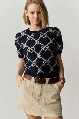 Maeve Maxine Puff-Sleeve Sweater Tee