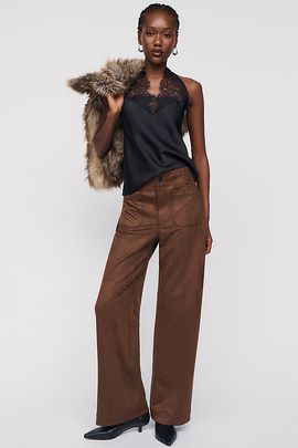 Maeve @merricksart x Maeve Colette Faux Suede Full Length Pants