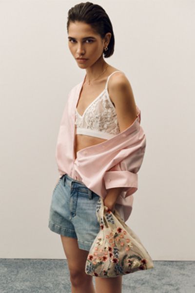Maeve Mesh Floral Ruffle Tote Bag