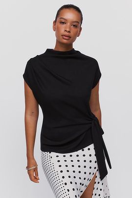 Maeve Mock Neck Wrap Top