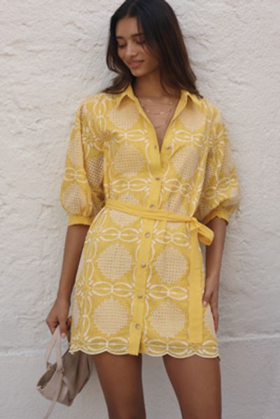 Maeve Mona Deco Belted Mini Dress