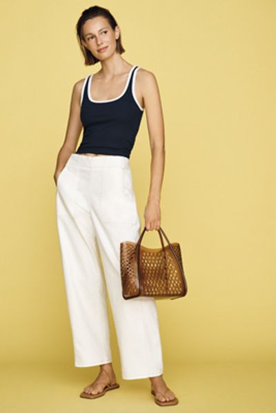 Maeve Painter Mid-Rise Tapered Jeans