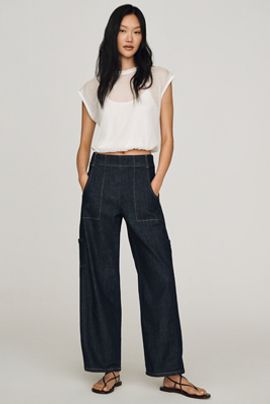 Maeve Painters Mid-Rise Tapered Jeans